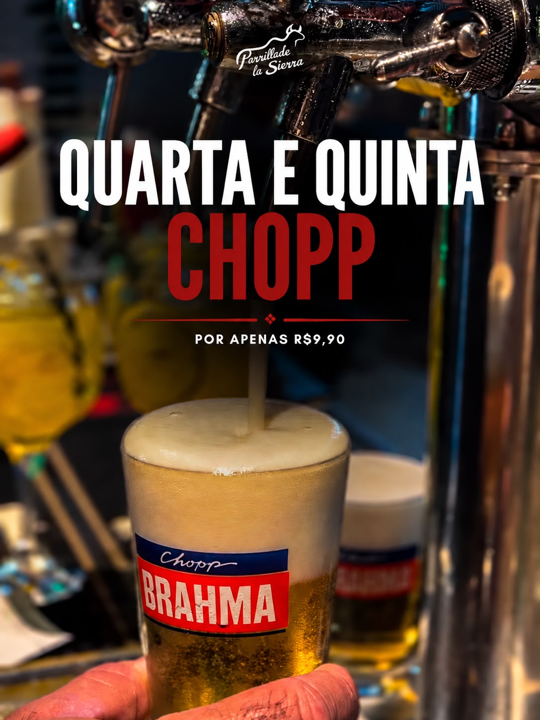 Quarta e quinta-feira com chopp por R$ 9,90