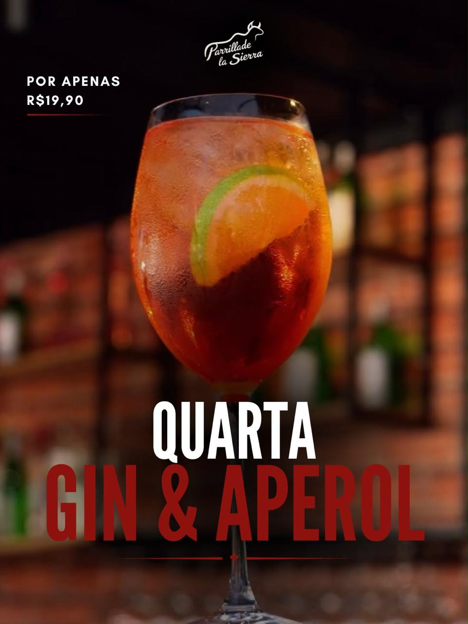 Quarta-feira com Gin e Aperol por R$ 19,90